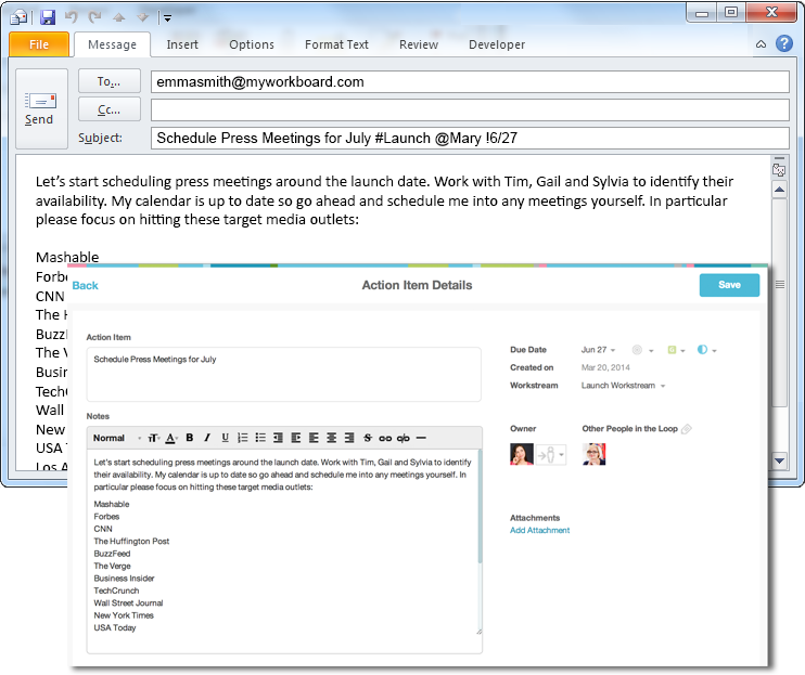 Action Items Workboard Resource Center