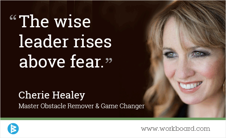 The wise leader rises above fear.' - Cherie Healey, Master Obstacle Remover & Game Changer