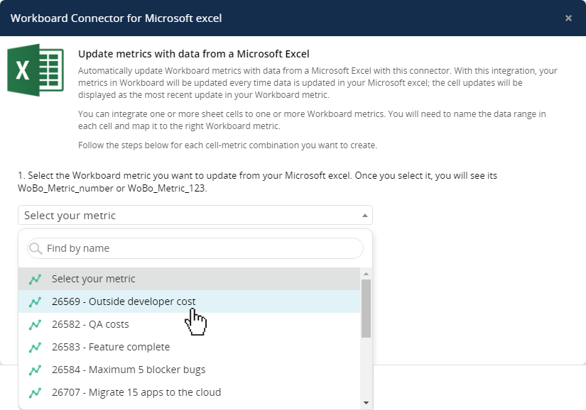 Selecting a metric to update