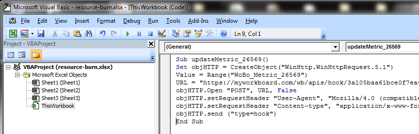 Opening the Excel Spreadsheet Script Editor