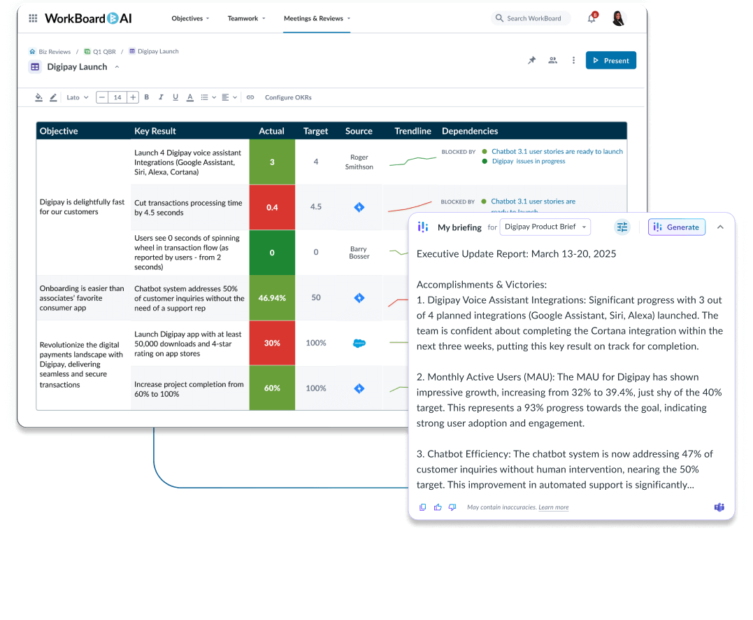 OKR Scorecard and Executive Brief