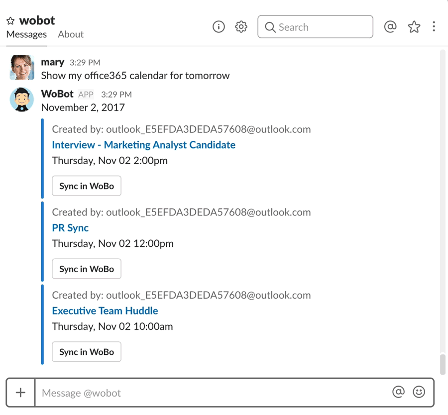 Coordinate calendars and plan meetings directly from Slack
