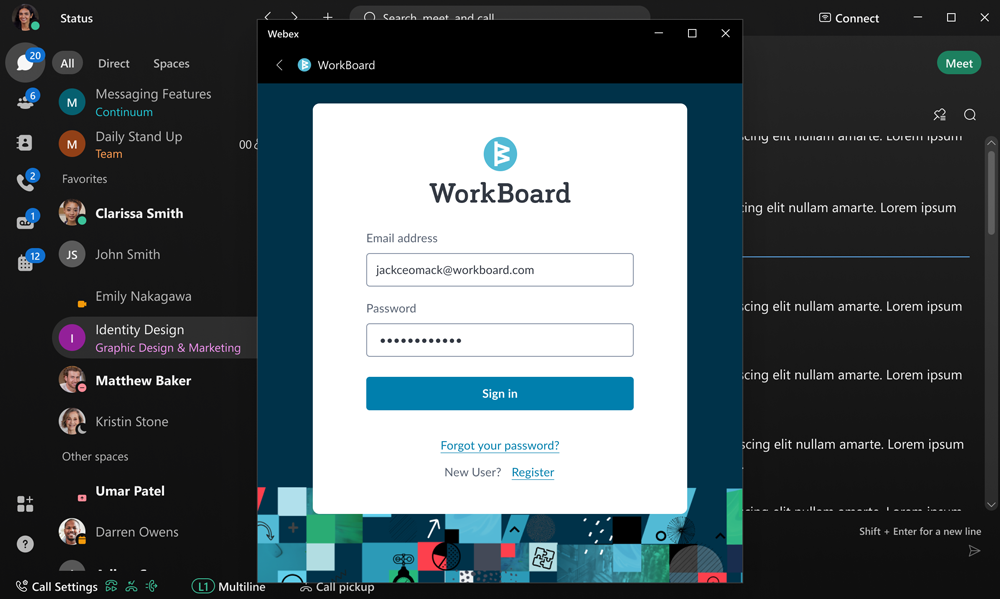 Screenshot of pop-up requiring that you log in to WorkBoard