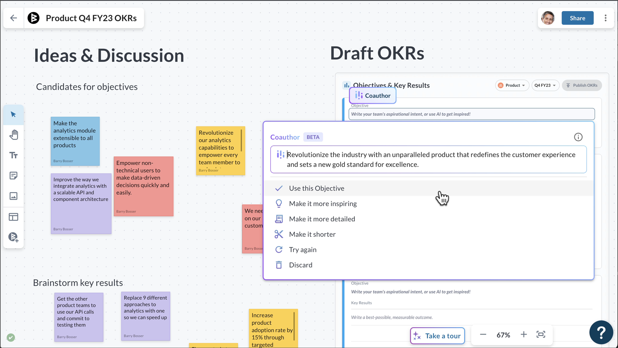 Author and align OKRs across the organization in days, not weeks